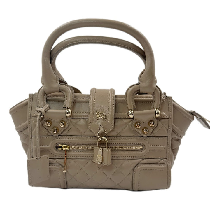 Burberry Beige Quilted Leather Manor Satchel