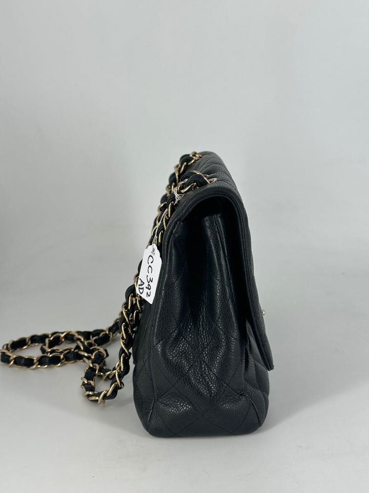 Chanel Classic Caviar Jumbo Single Flap CF Black GHW (13***12)