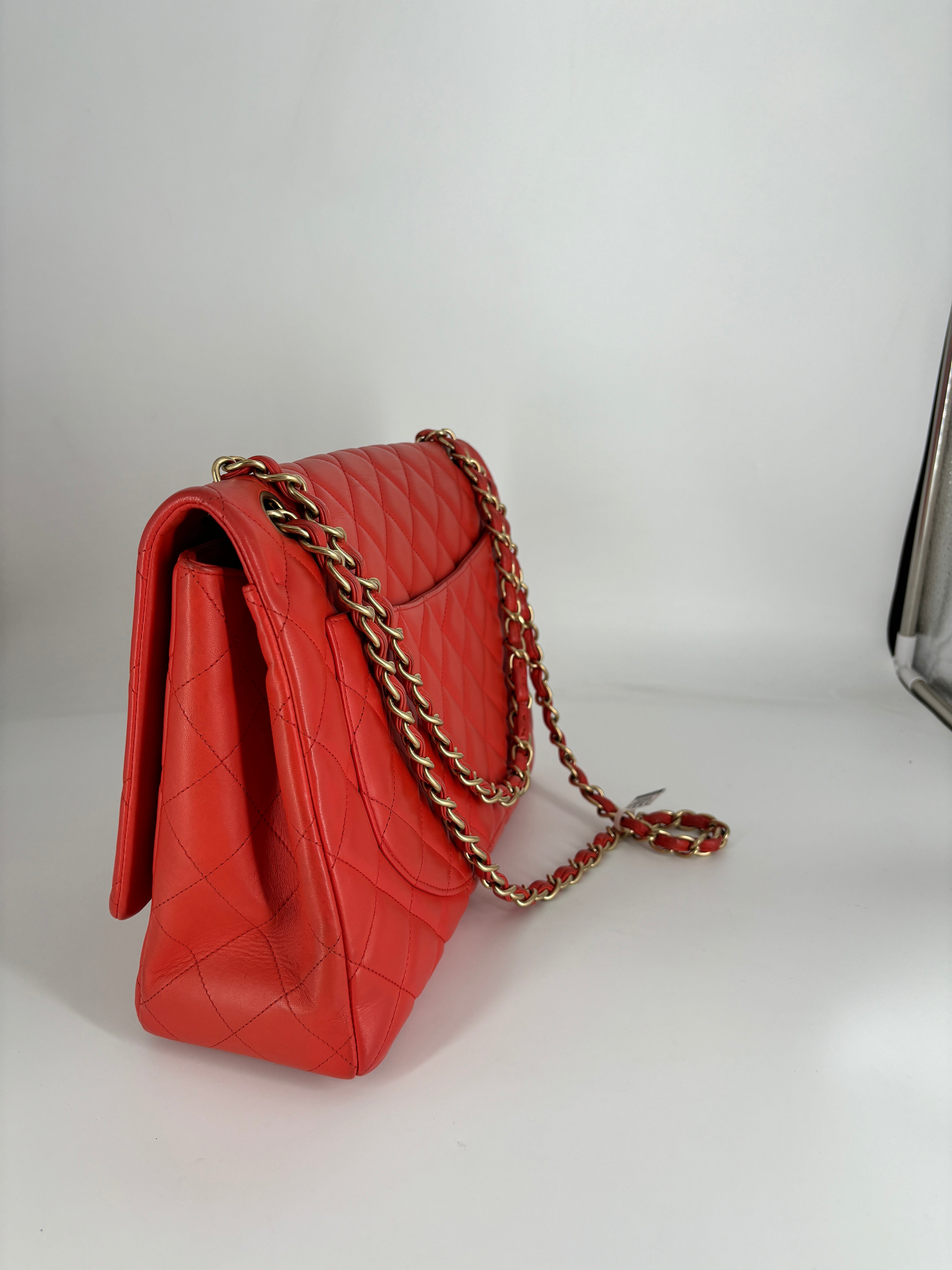 Chanel Classic Single Flap Jumbo Orangec gold hardware
