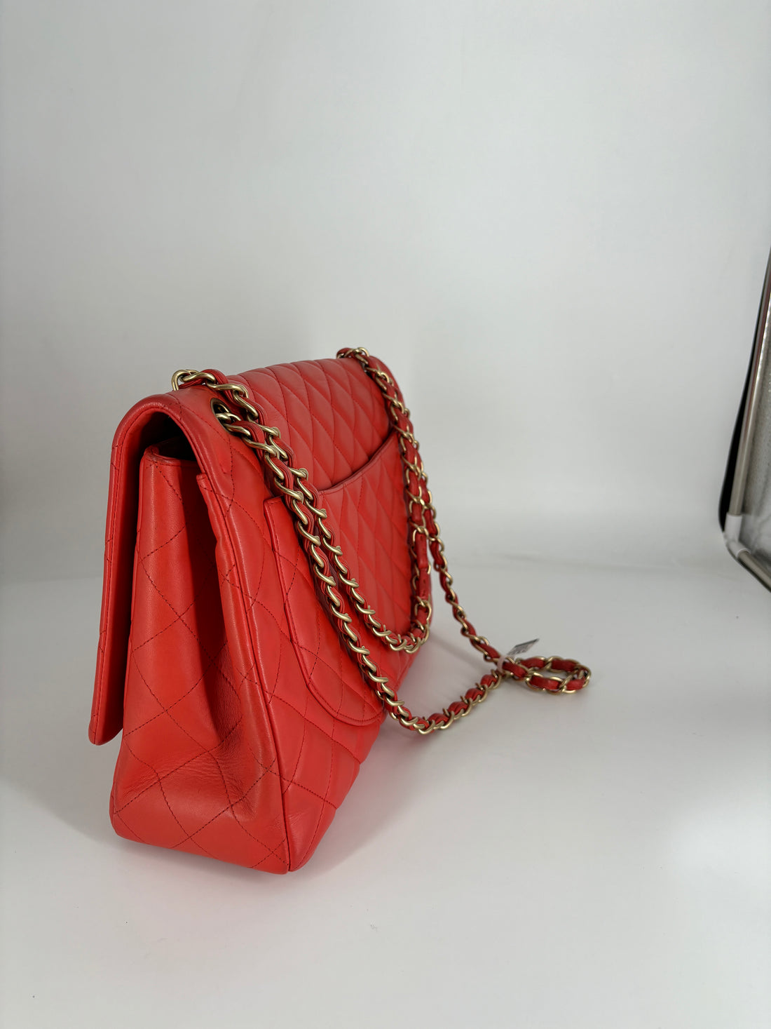 Chanel Classic Single Flap Jumbo Orangec gold hardware