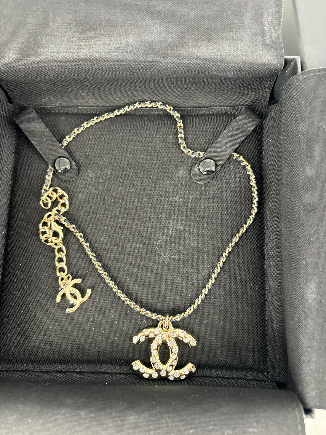 Chanel Double C logo leather Choker Necklace