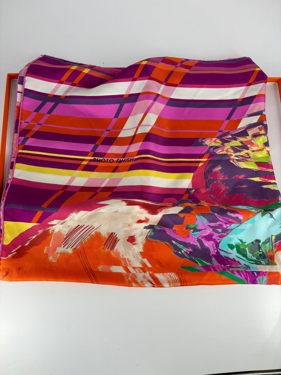 Hermes silk scarf purple/orange