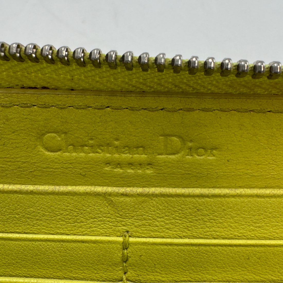 Christian Dior Yellow Patent Leather Lady Dior Zipped Wallet