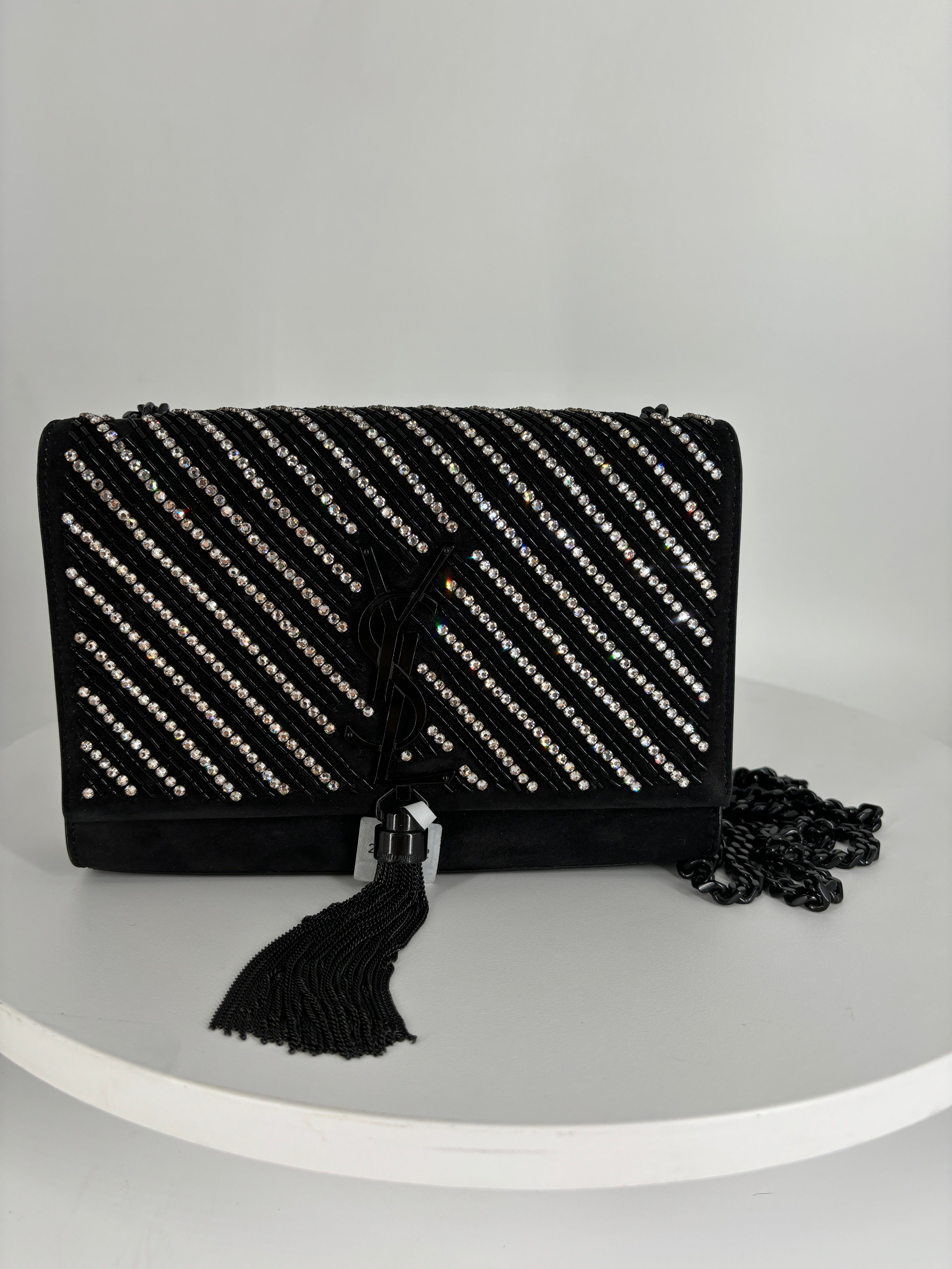 Saint Laurent Crystal Classic Monogram Kate Satchel BHW Small