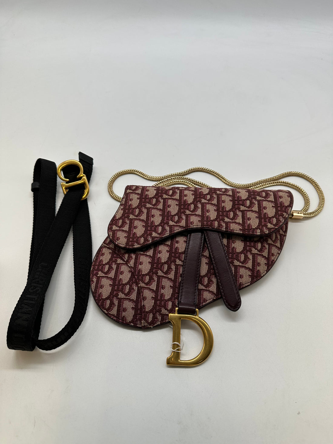 Christian Dior Oblique Saddle Mini Belt Pouch Canvas Red DR207