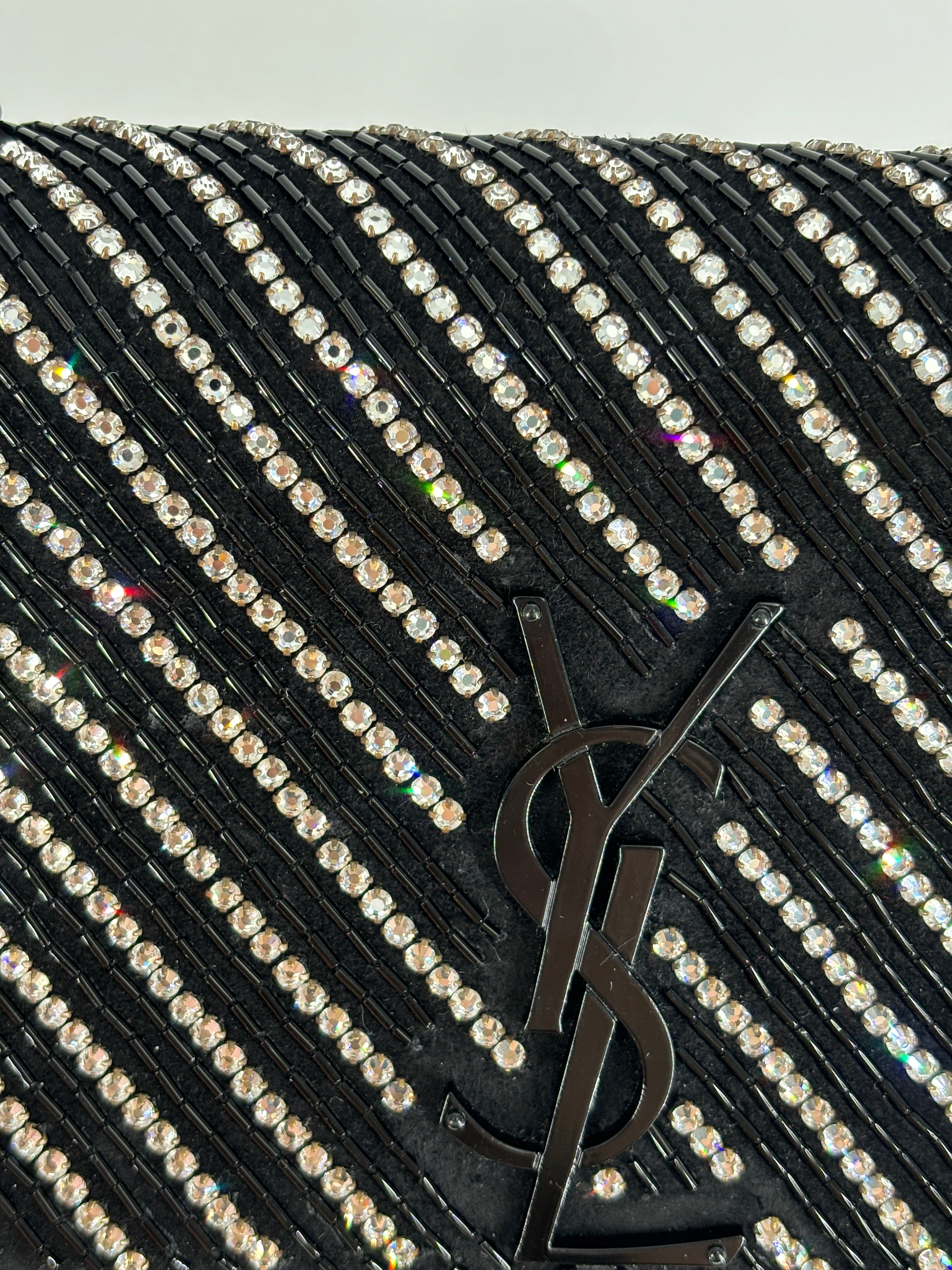 Saint Laurent Crystal Classic Monogram Kate Satchel BHW Small