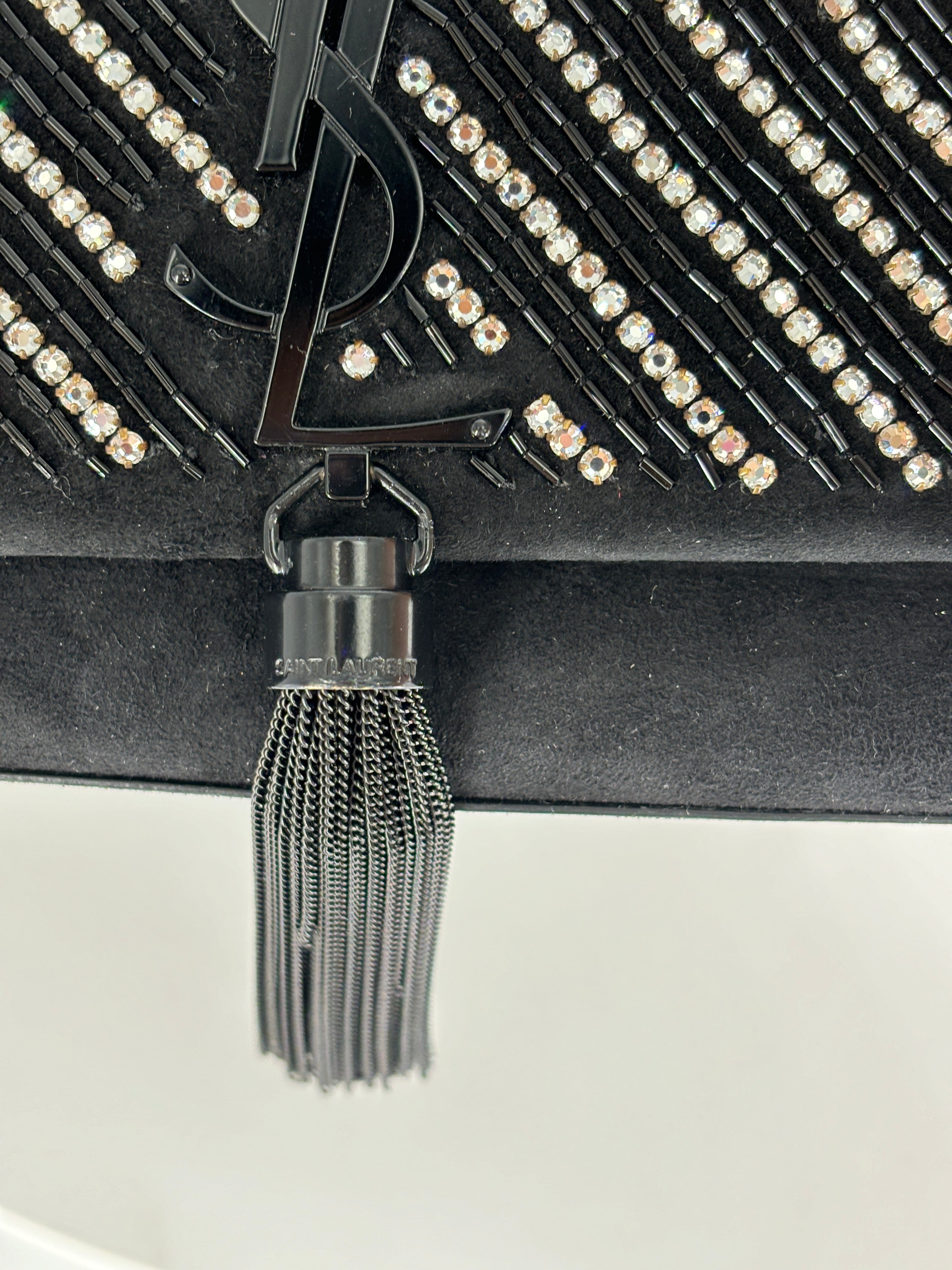 Saint Laurent Crystal Classic Monogram Kate Satchel BHW Small