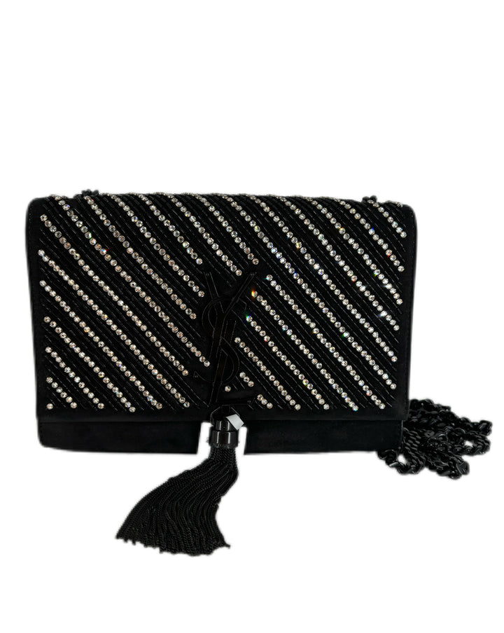 Saint Laurent Crystal Classic Monogram Kate Satchel BHW Small