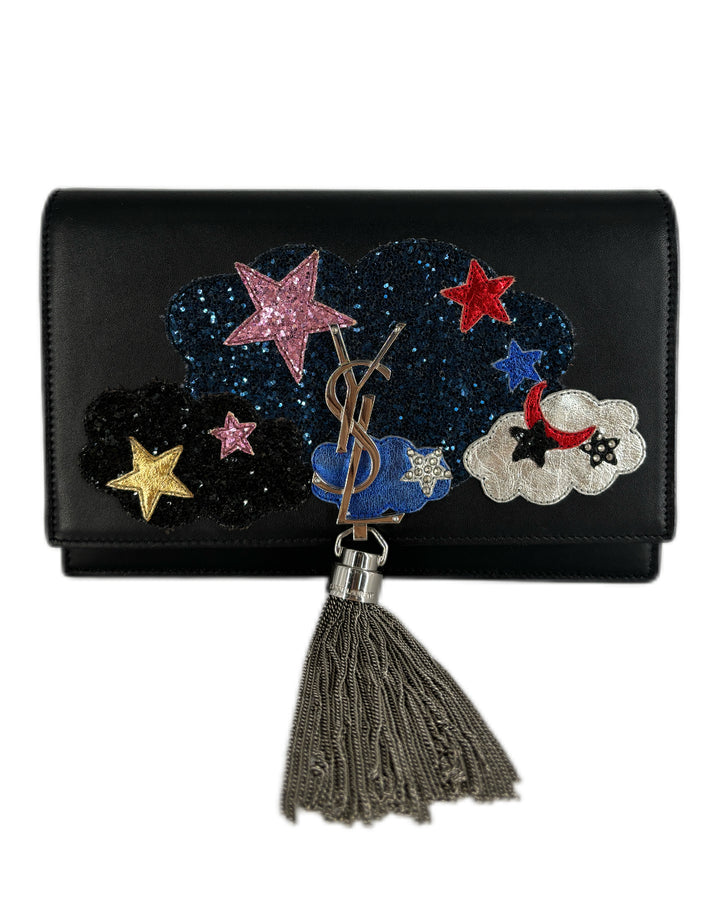 Saint Laurent Kate Small Metallic Glitter Cloud Star with Tassel