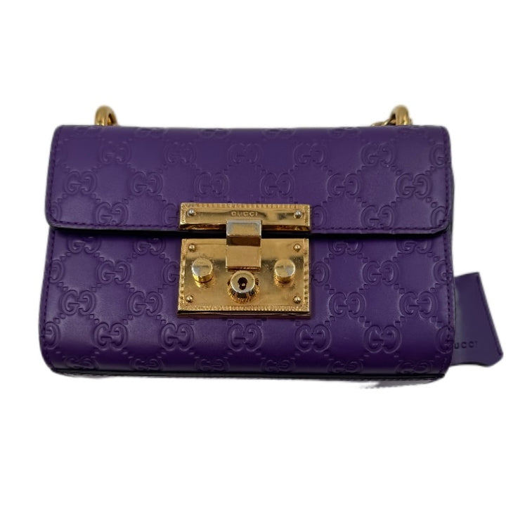 Gucci GG Signature Small Padlock Shoulder Bag Purple