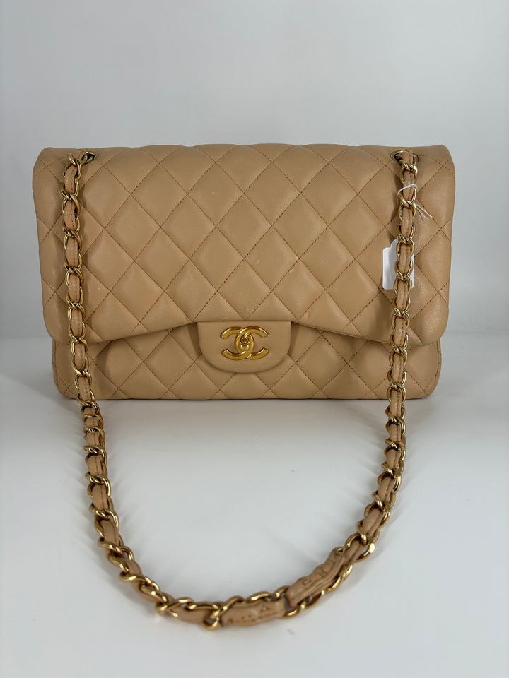 Chanel Quilted Double Flap Beige