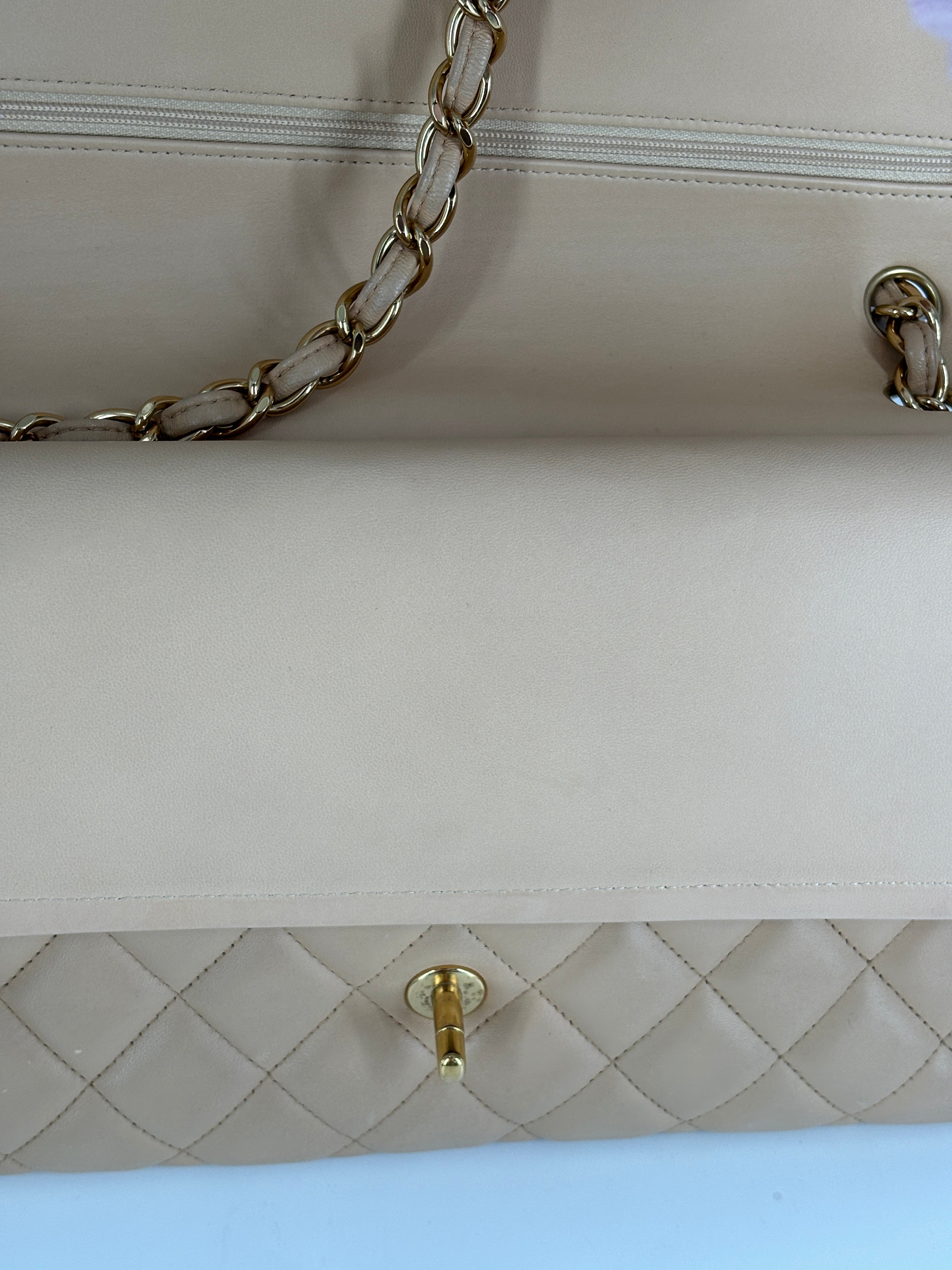 Chanel Quilted Double Flap Beige