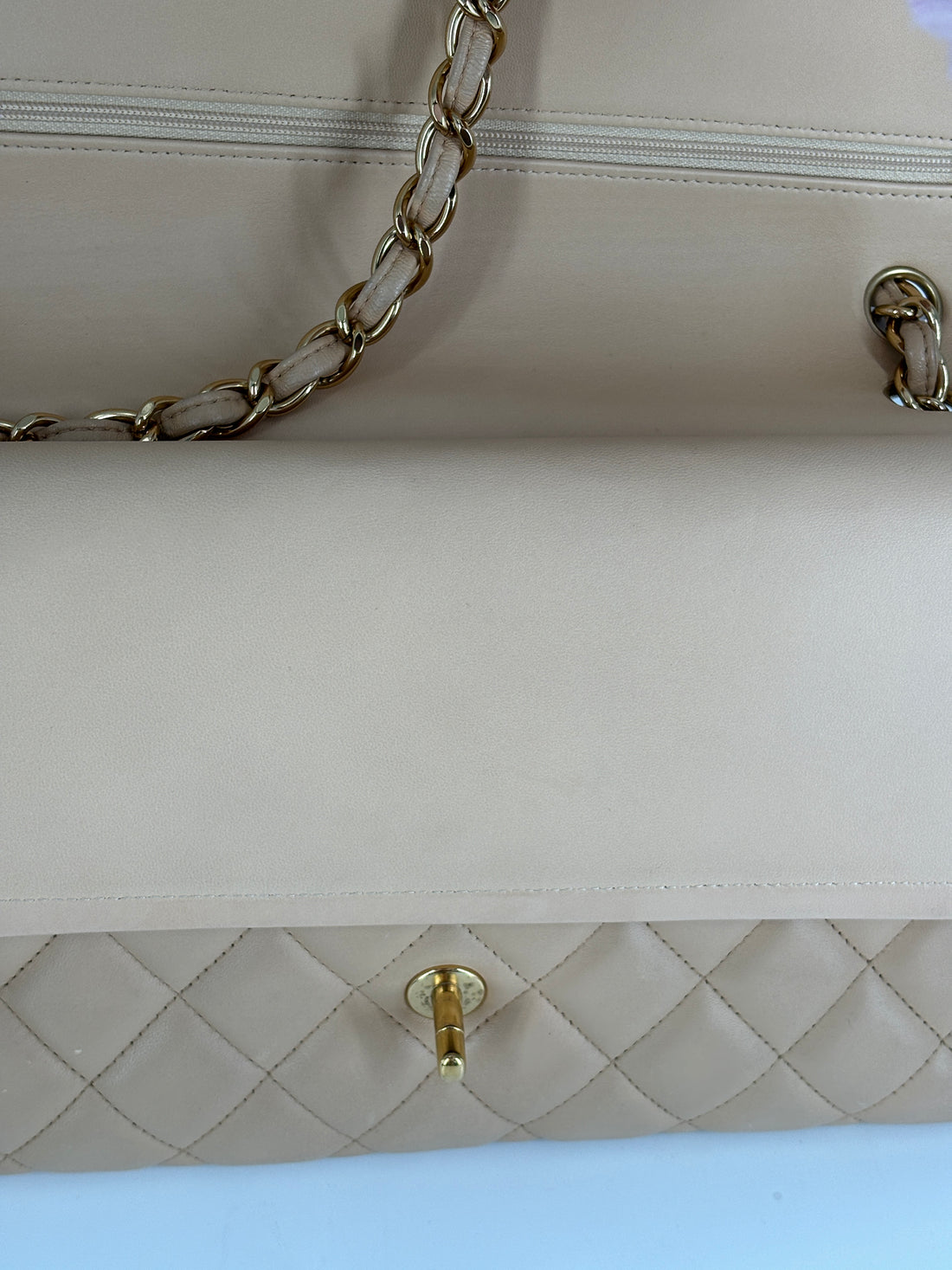 Chanel Quilted Double Flap Beige