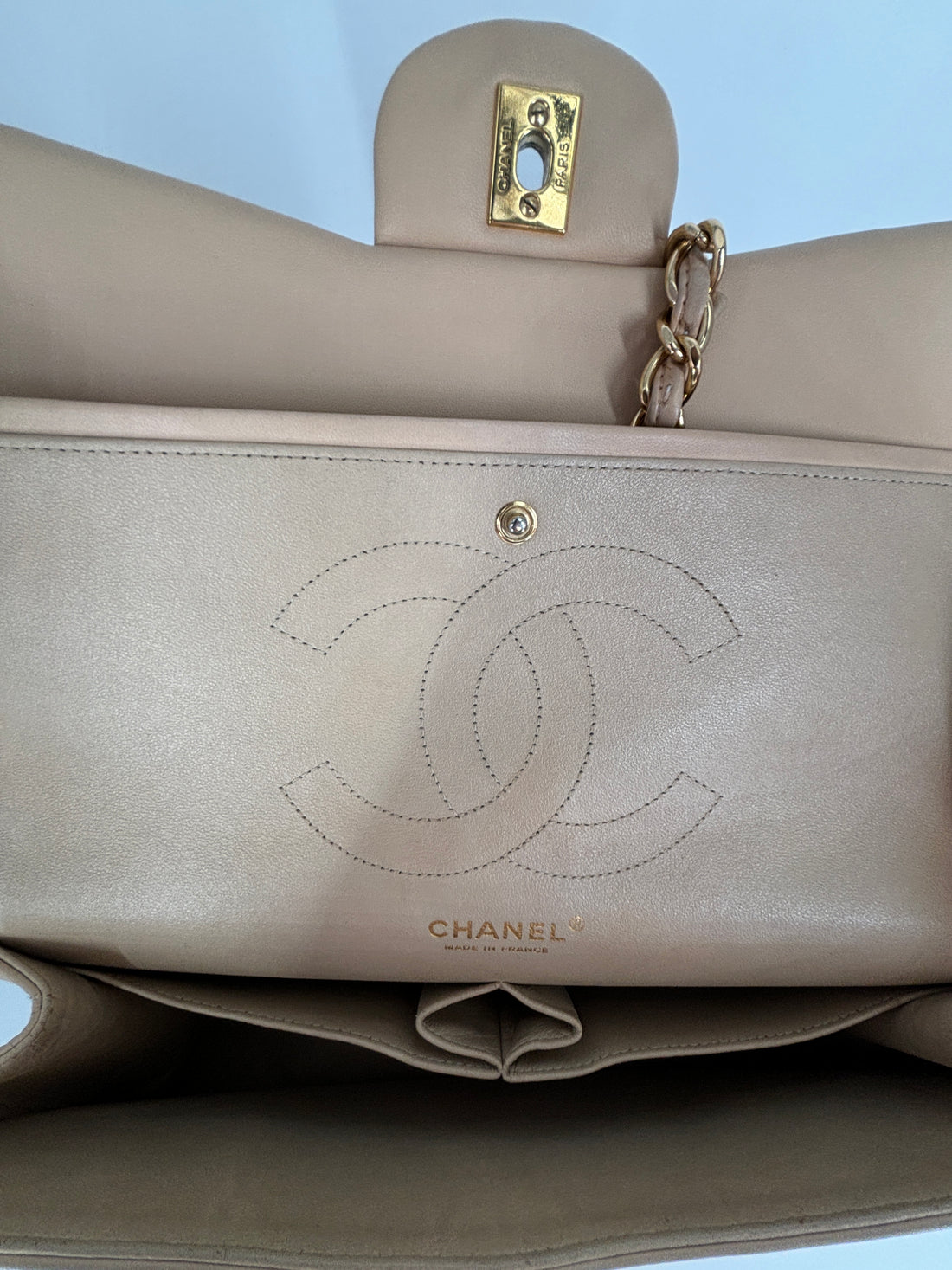 Chanel Quilted Double Flap Beige