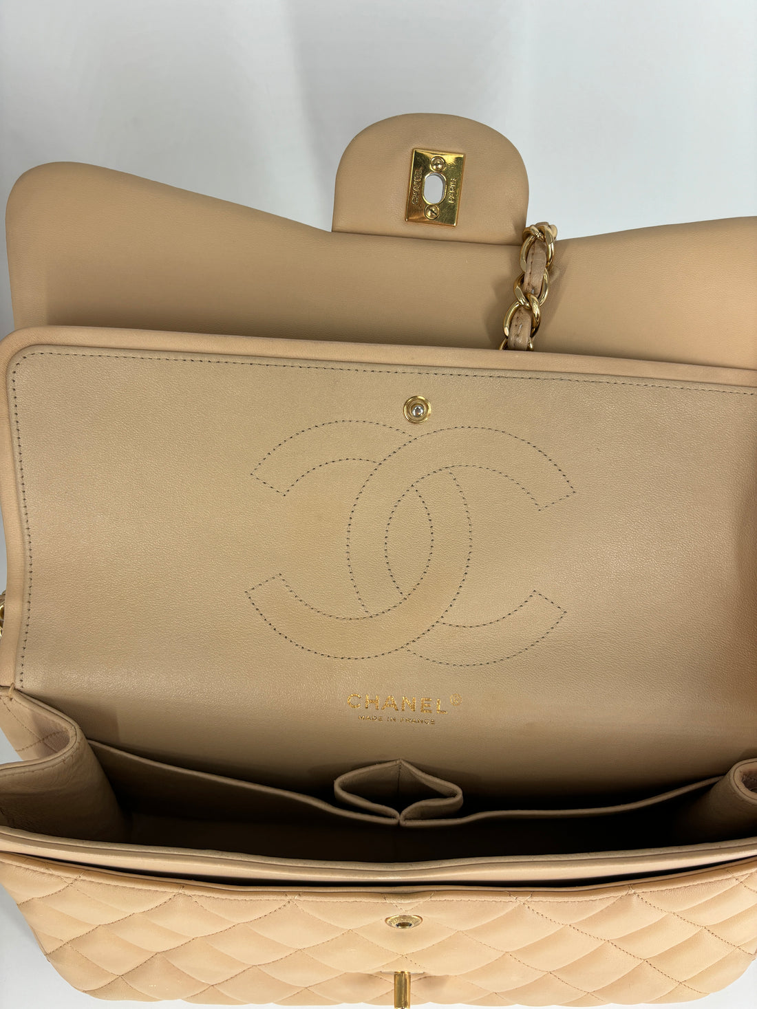 Chanel Quilted Double Flap Beige