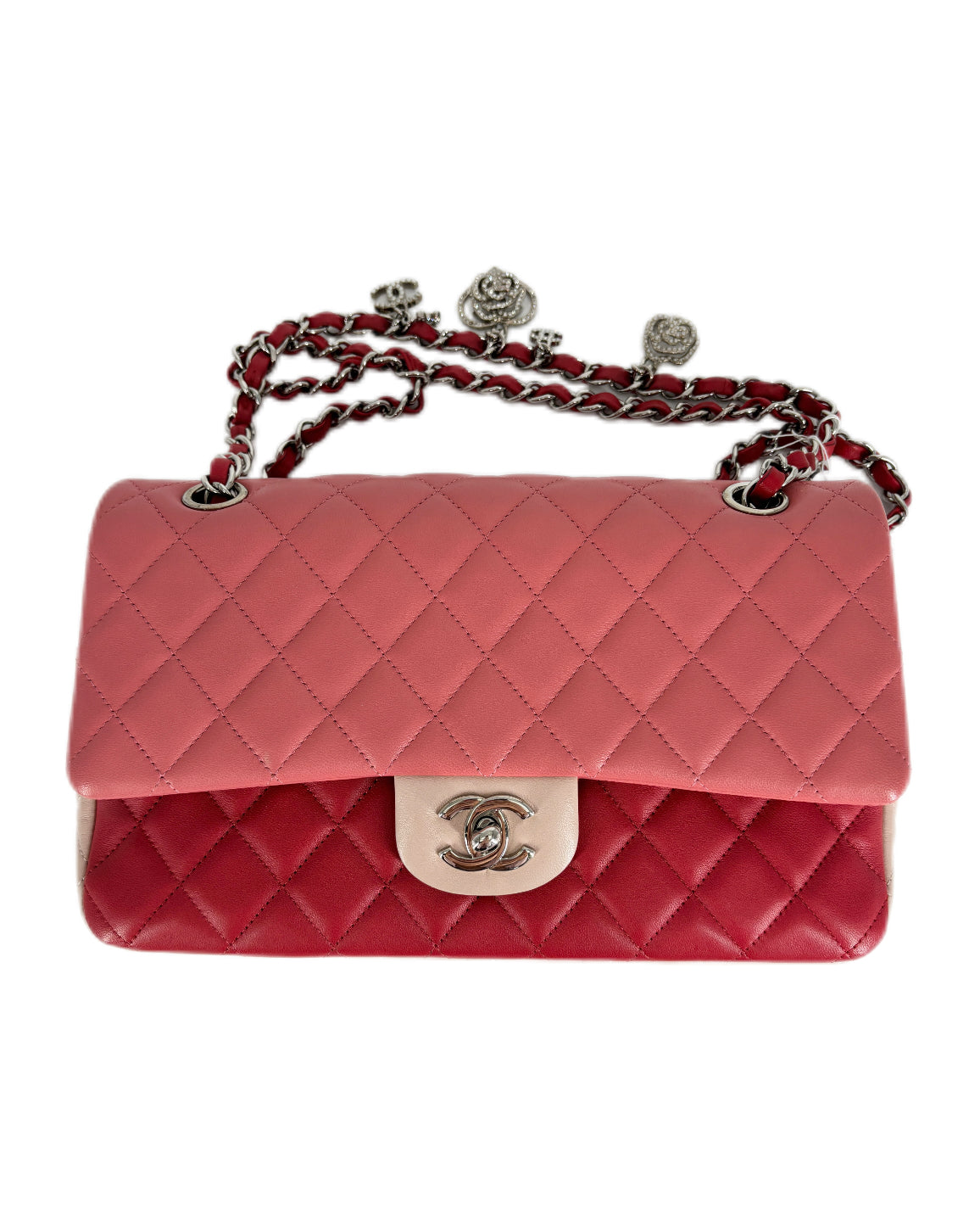 Chanel TriColor Pink Single Flap With Charms