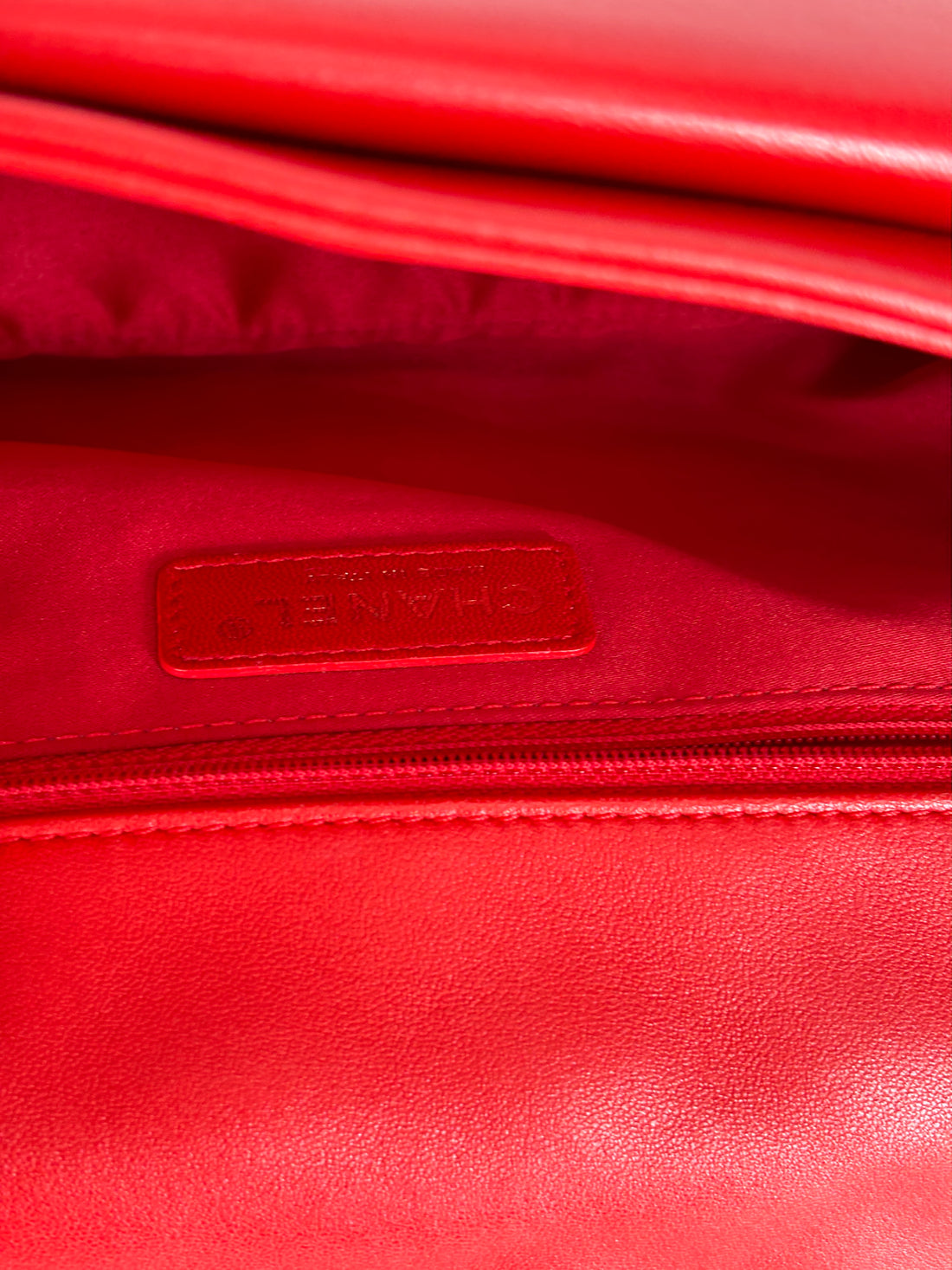 Chanel Lambskin Quilted Single Flap with Double Pocket Red