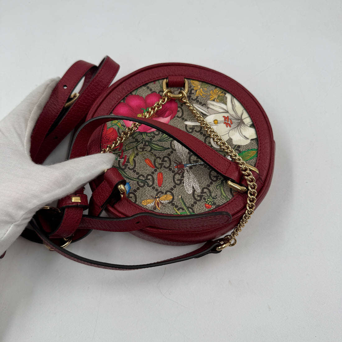 Gucci Ophidia Floral Backpack Canvas Red GG149