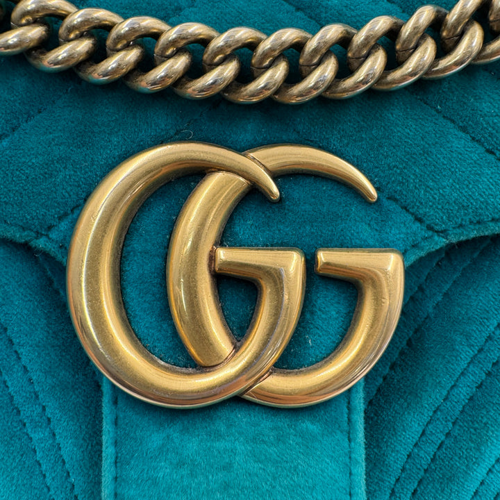 Gucci GG Marmont Flap Velvet in Blue GG151