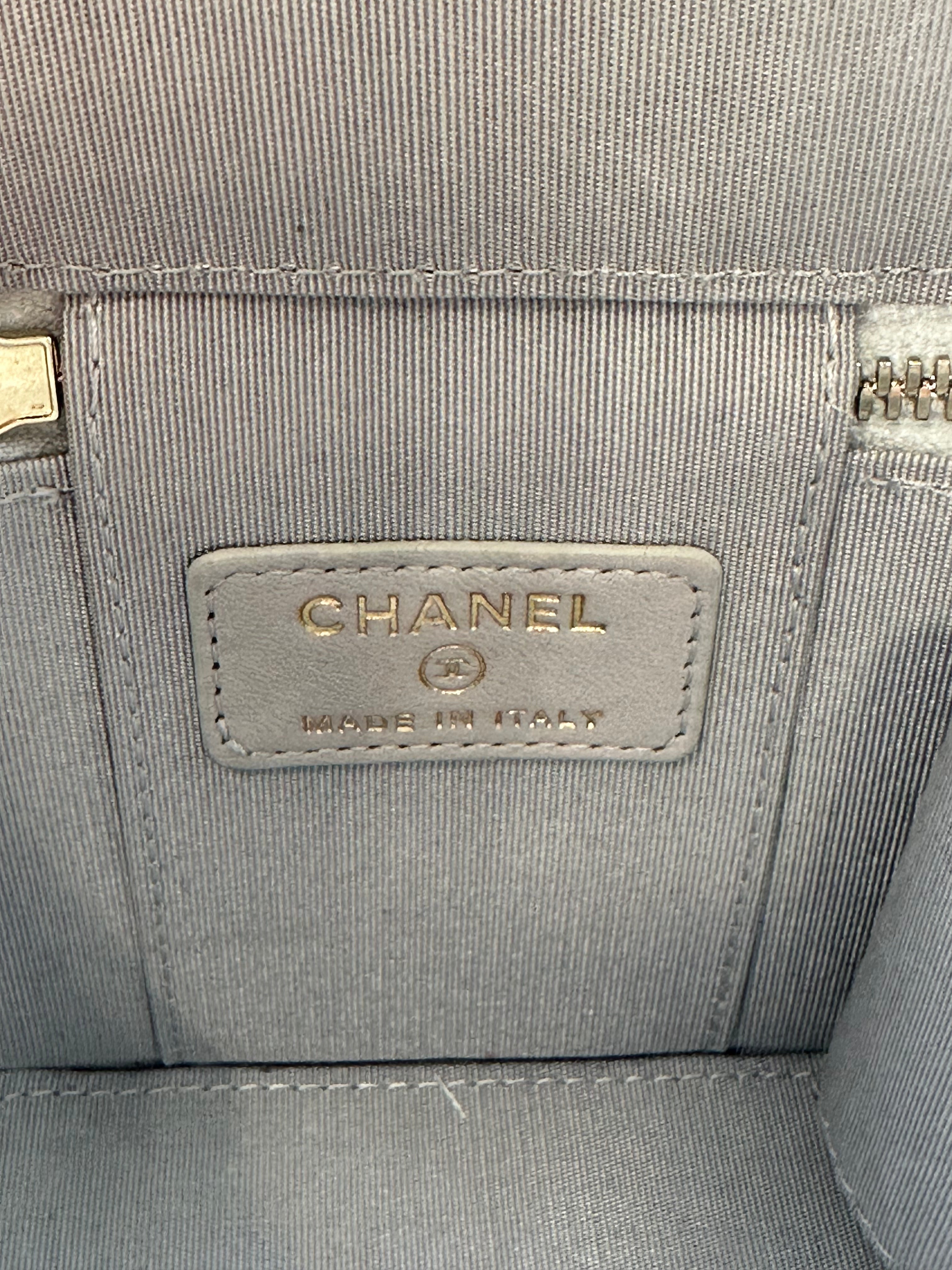 Chanel Lambskin Quilted Mini Vanity With Pearl Grey CC461