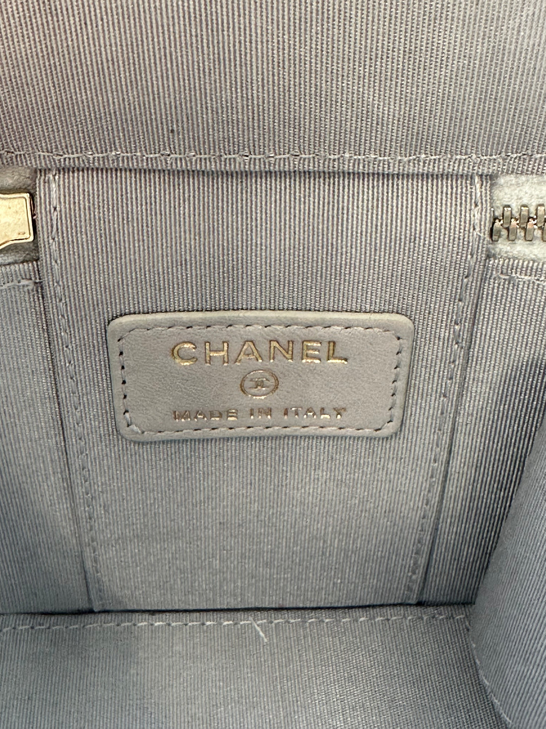 Chanel Lambskin Quilted Mini Vanity With Pearl Grey CC461