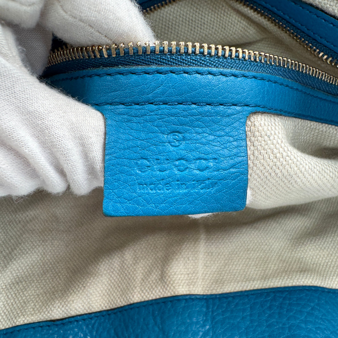 Gucci Soho Leather Tote Blue in Leather GG156