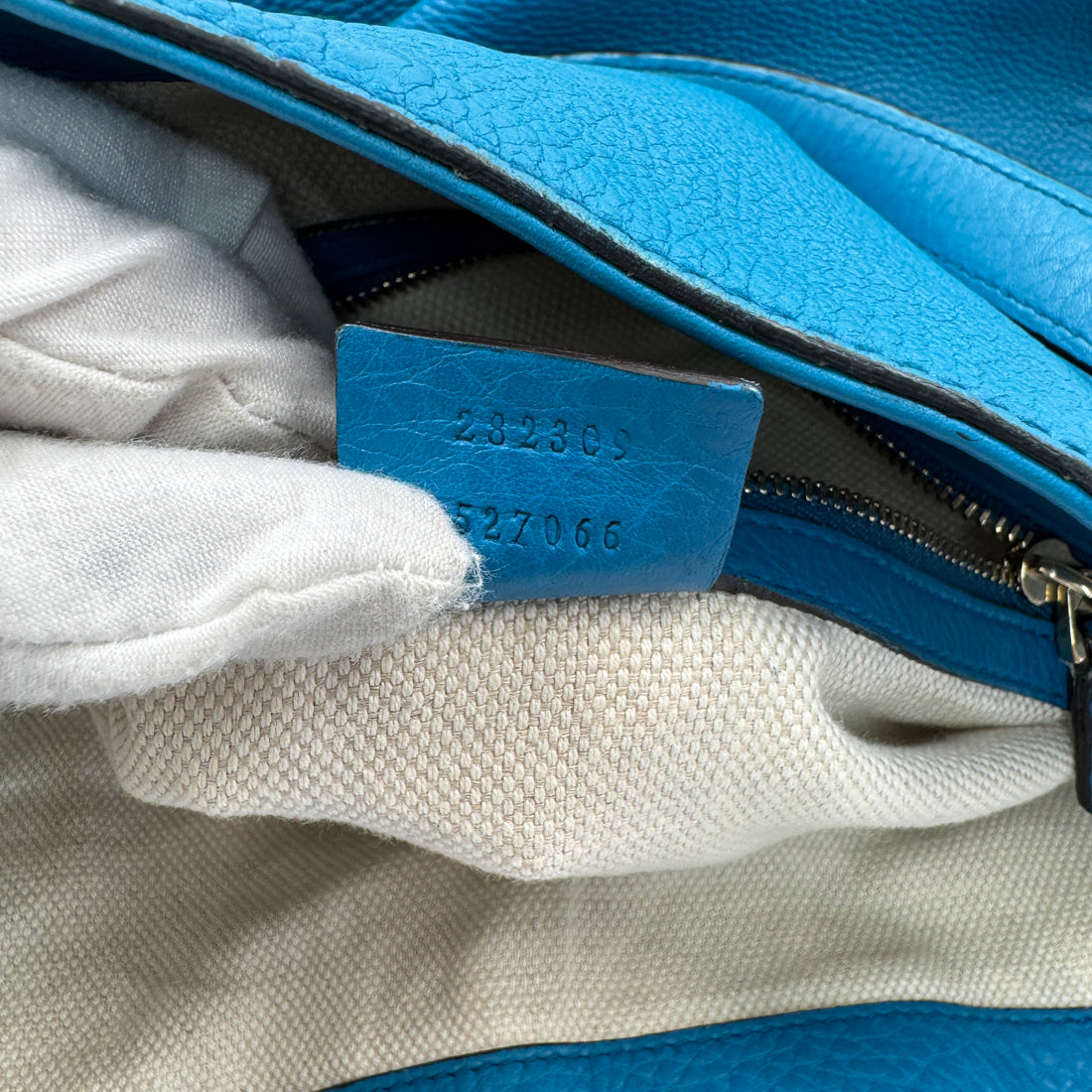 Gucci Soho Leather Tote Blue in Leather GG156
