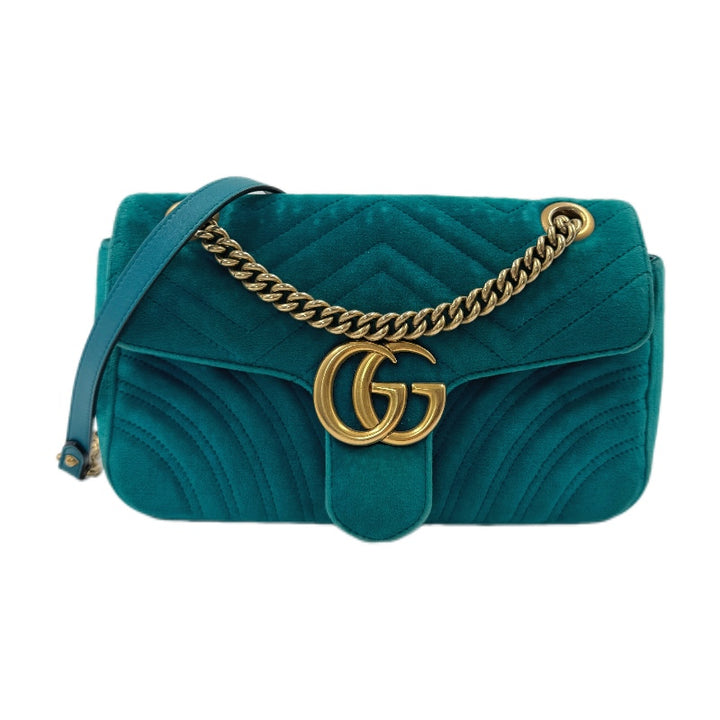 Gucci GG Marmont Flap Velvet in Blue GG151