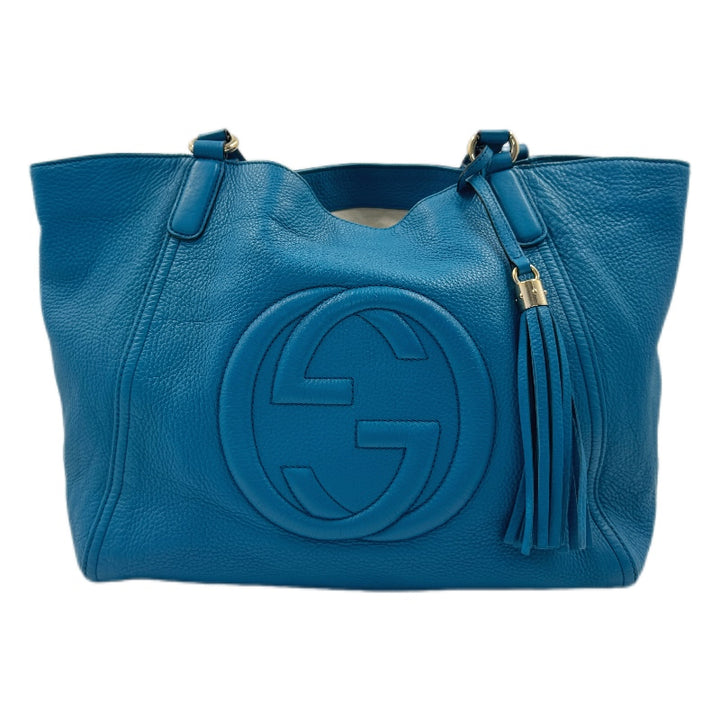 Gucci Soho Leather Tote Blue in Leather GG156