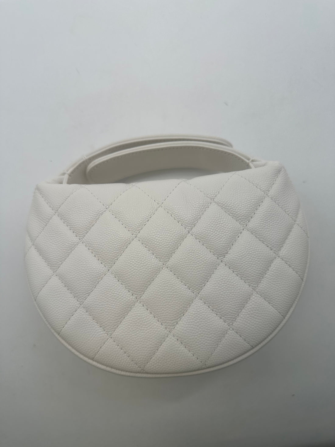 Chanel Caviar Quilted Polly Pocket Pouch Hoop White (L9***HA) CC438NA