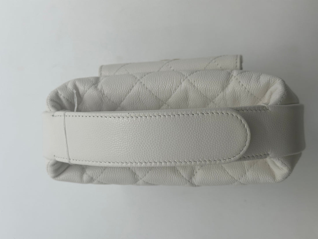 Chanel Caviar Quilted Polly Pocket Pouch Hoop White (L9***HA) CC438NA