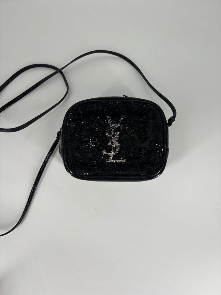 Saint Laurent Monogram Sequin Blogger Bag Black