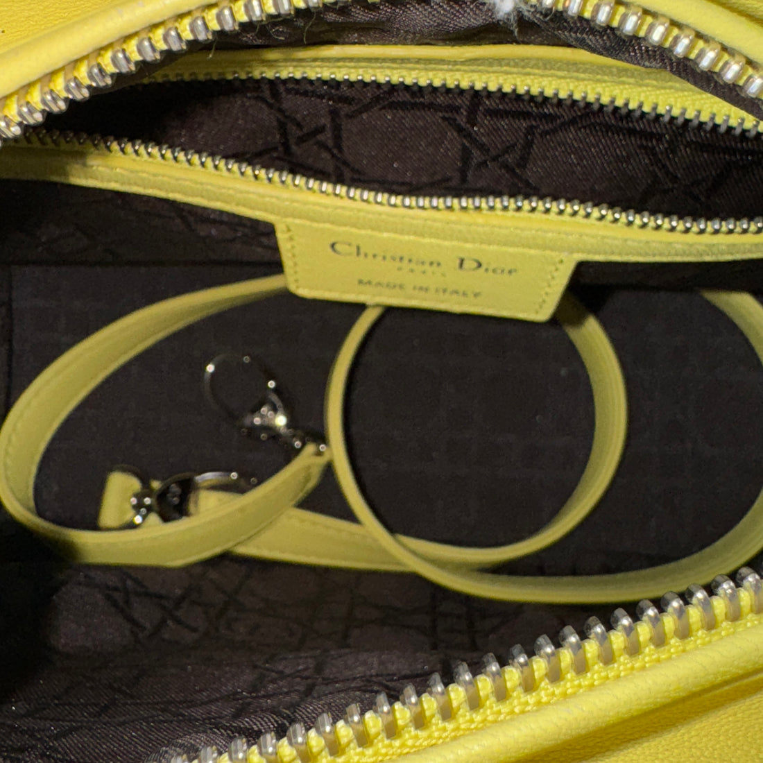 Chrisrtian Dior Lambskin Cannage Lady Dior Yellow