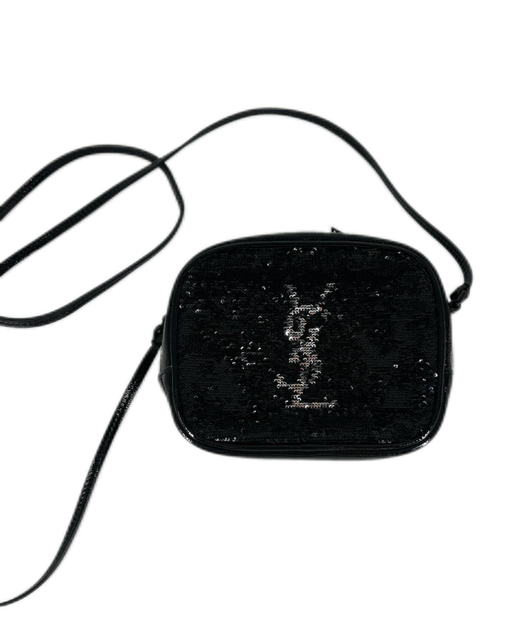 Saint Laurent Monogram Sequin Blogger Bag Black
