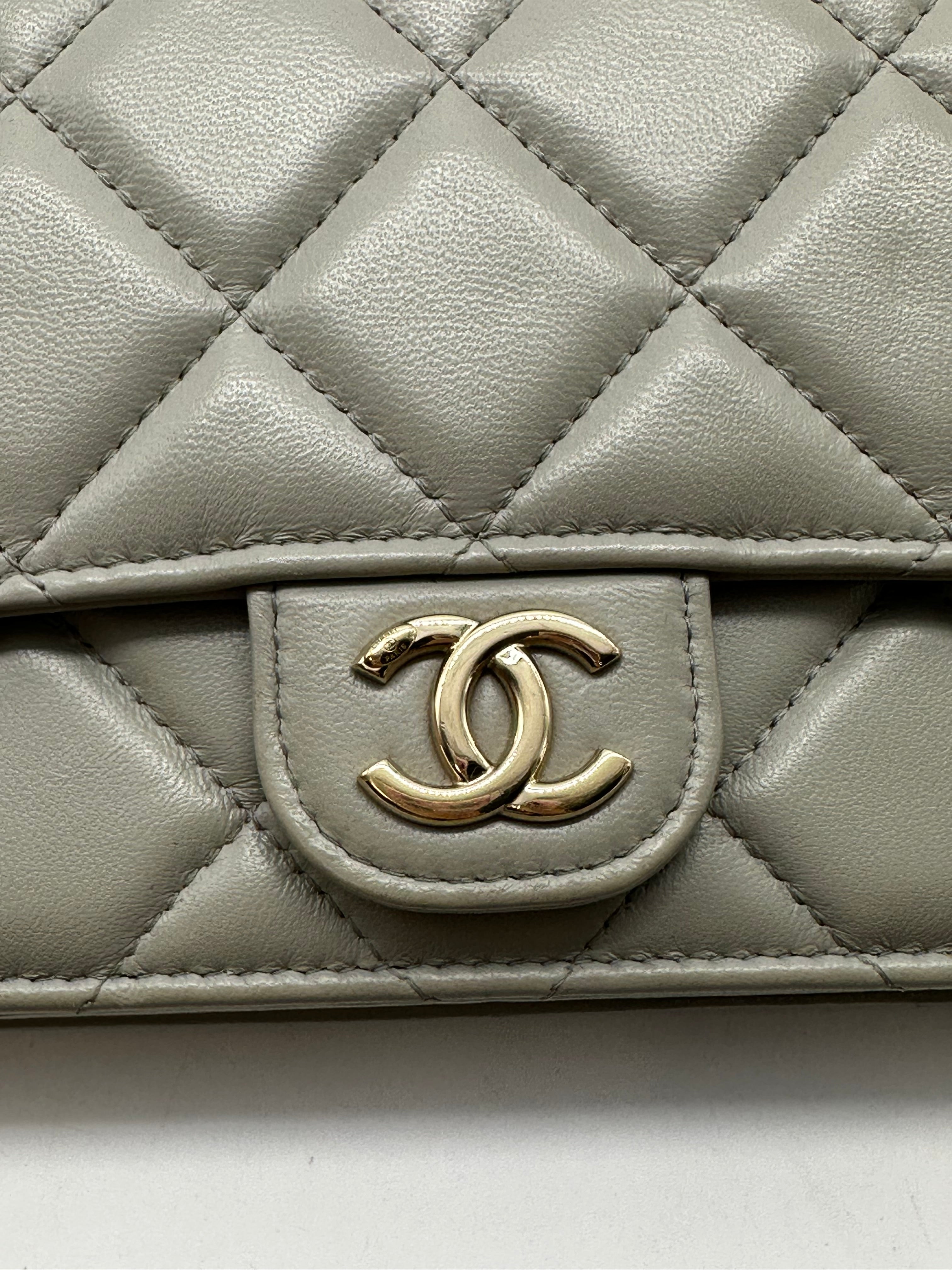 Chanel Lambskin Quilted Resin Flap Bag Grey Microchip CC462AD