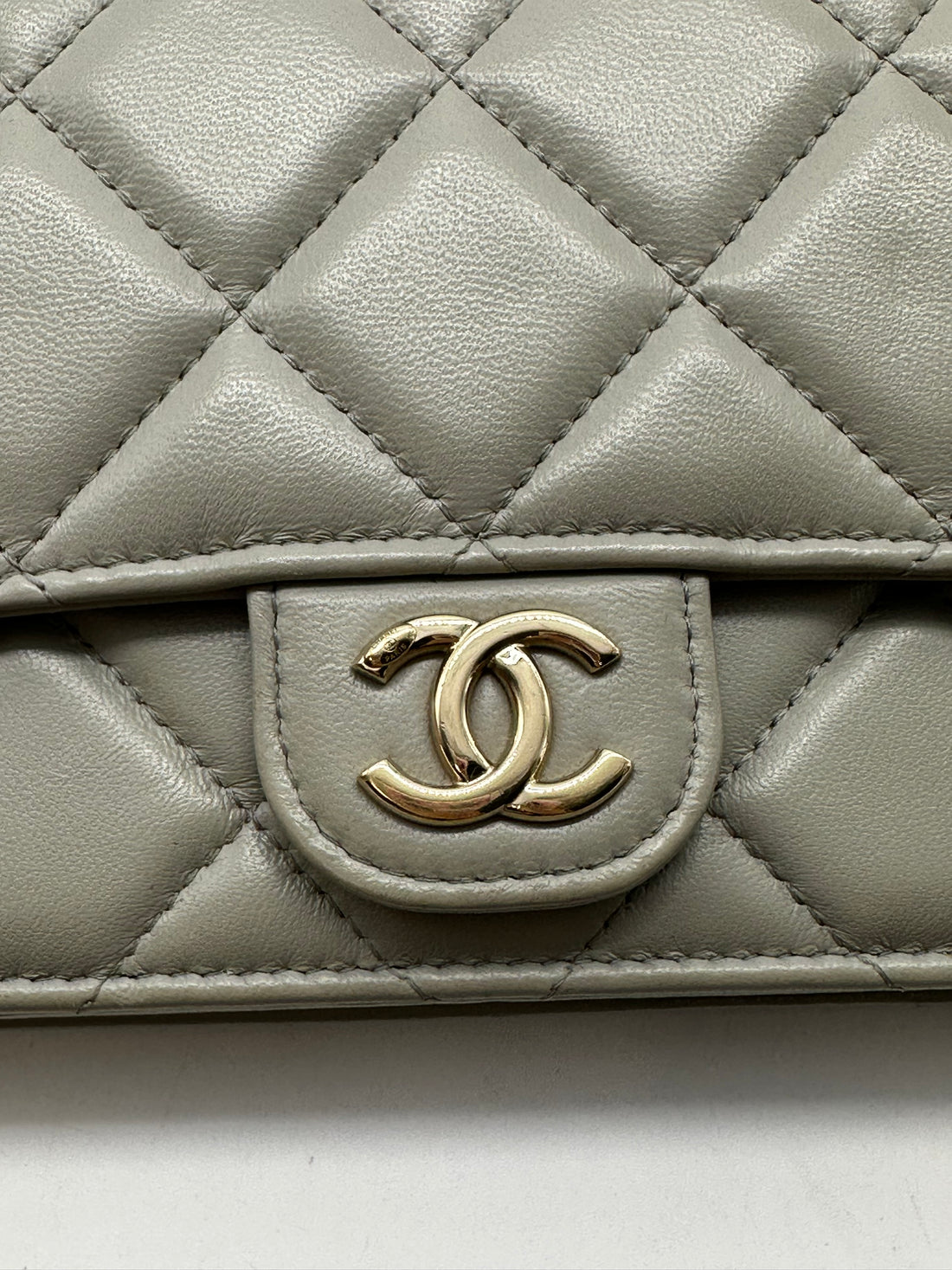 Chanel Lambskin Quilted Resin Flap Bag Grey Microchip CC462AD