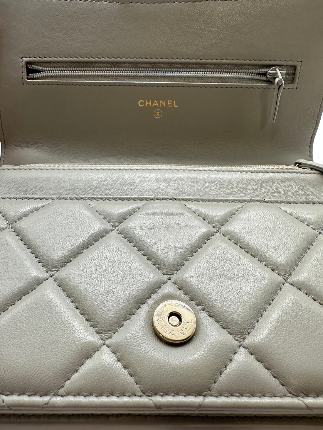Chanel Lambskin Quilted Resin Flap Bag Grey Microchip CC462AD