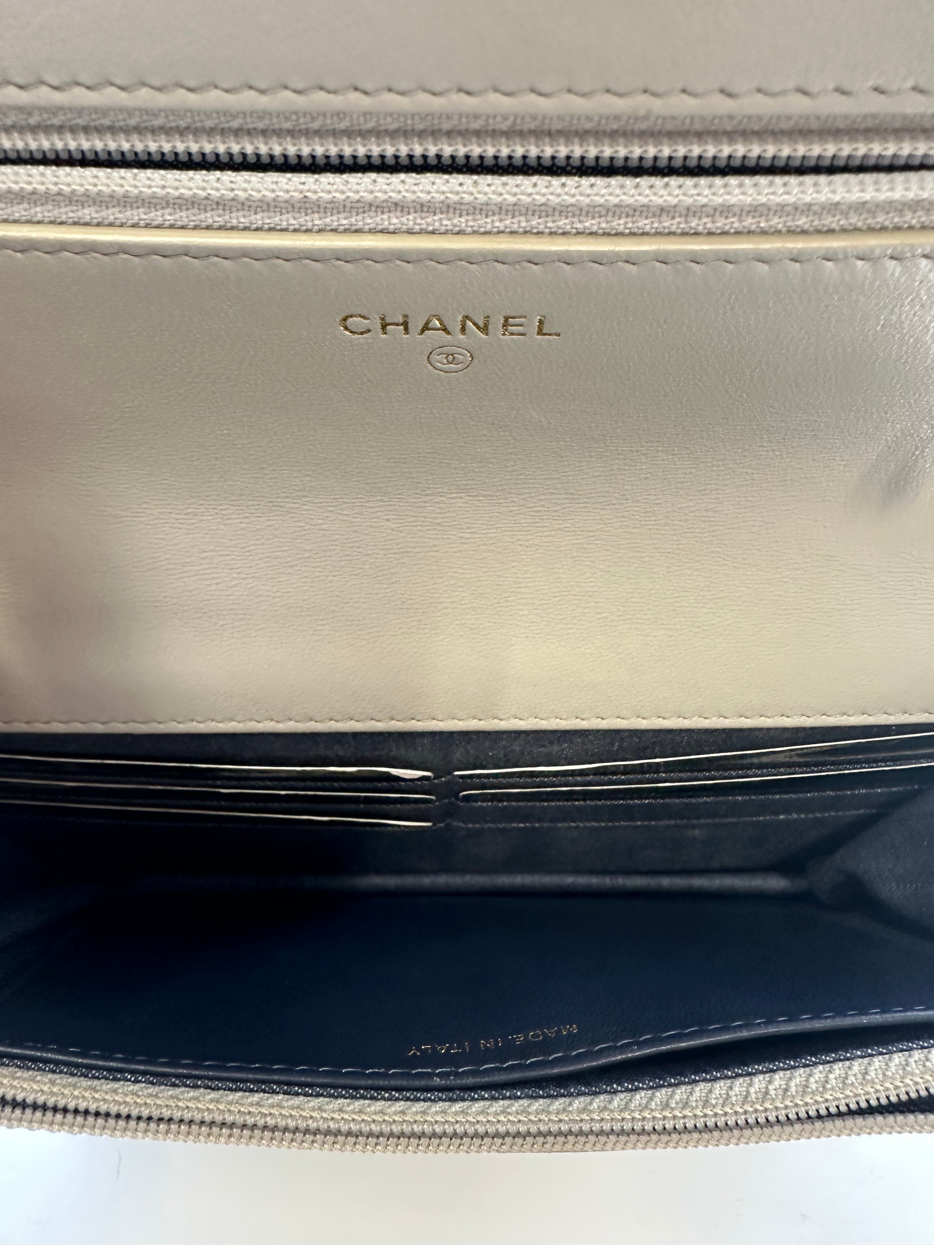 Chanel Lambskin Quilted Resin Flap Bag Grey Microchip CC462AD