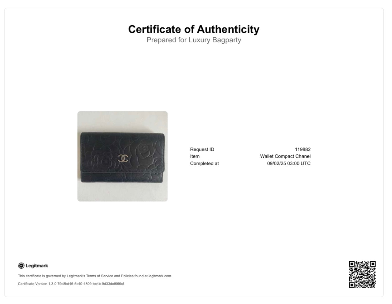 Chanel Lambskin Camellia Embossed Wallet Black