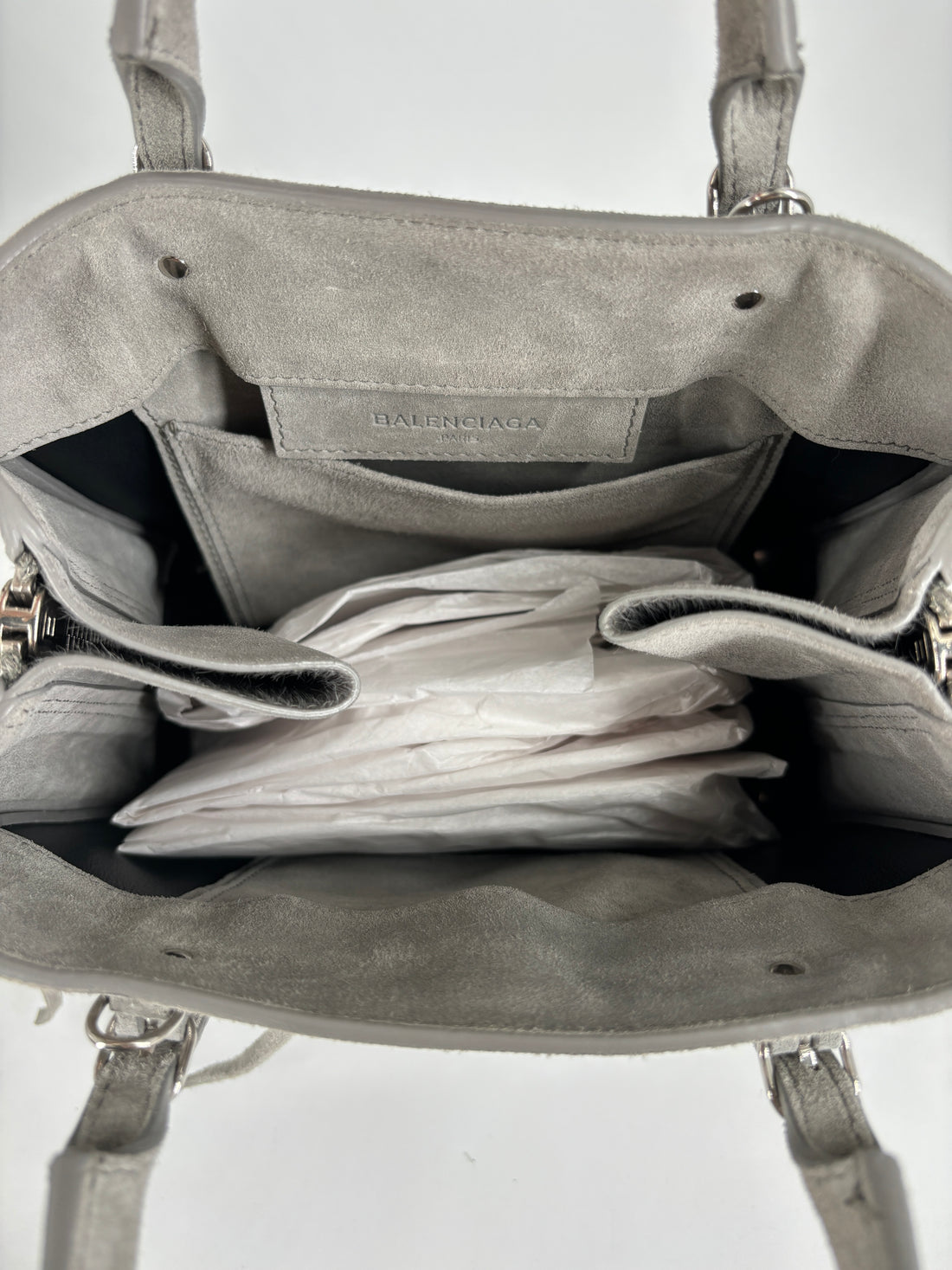 Balenciaga Papier Suede Tote Grey