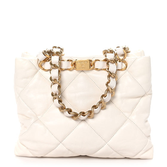 Chanel Lambskin Quilted Ruffle Chain Bag Microchip White CC498