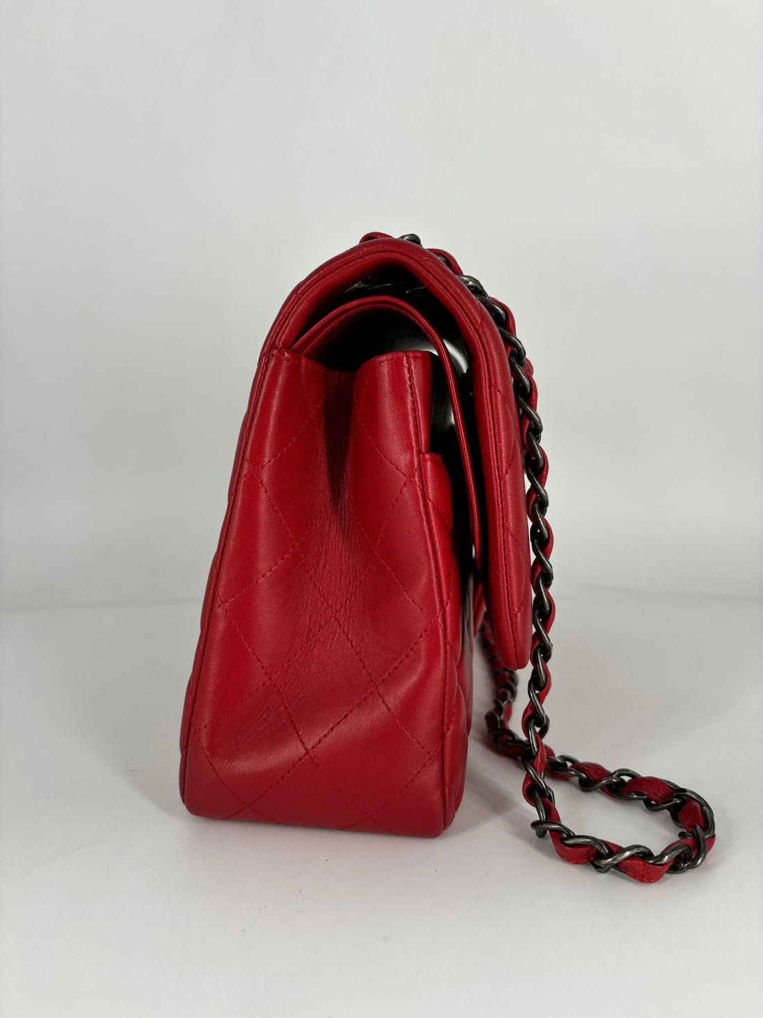 Chanel Lambskin Quilted Jumbo Double Flap Red