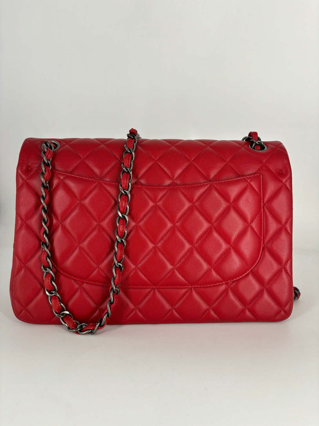 Chanel Lambskin Quilted Jumbo Double Flap Red