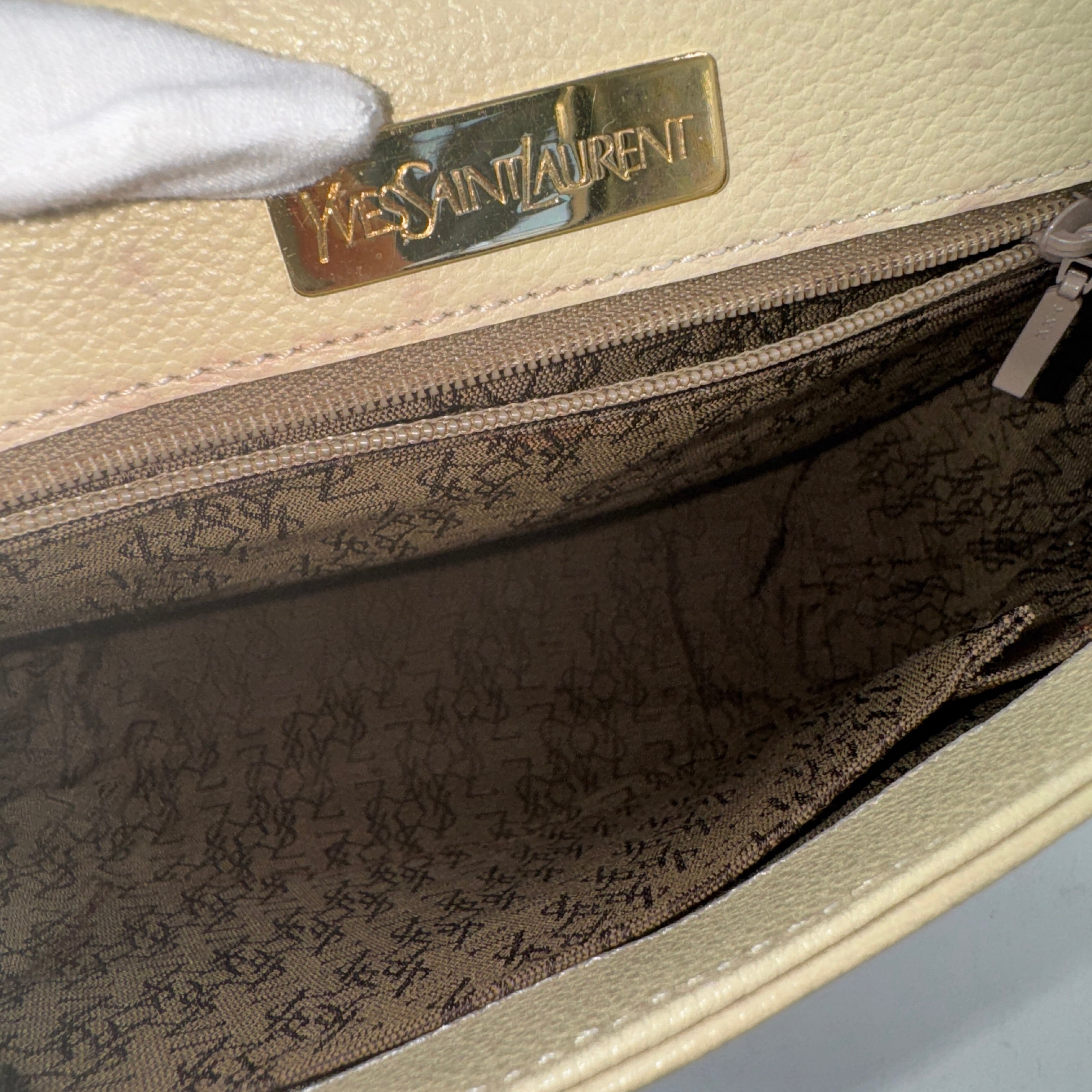 Yves Saint Laurent Mini Shoulder Bags Cream Beige