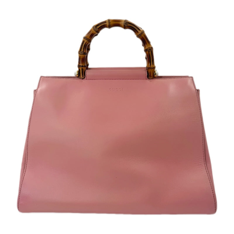 GUCCI Nappa Bamboo Small Nymphaea Top Handle Bag Perfect Pink