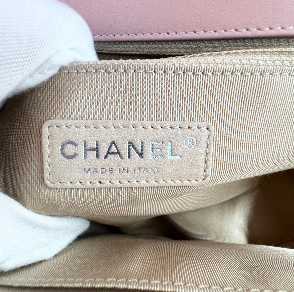 Chanel Patent Chevron New Medium Boy Light Pink