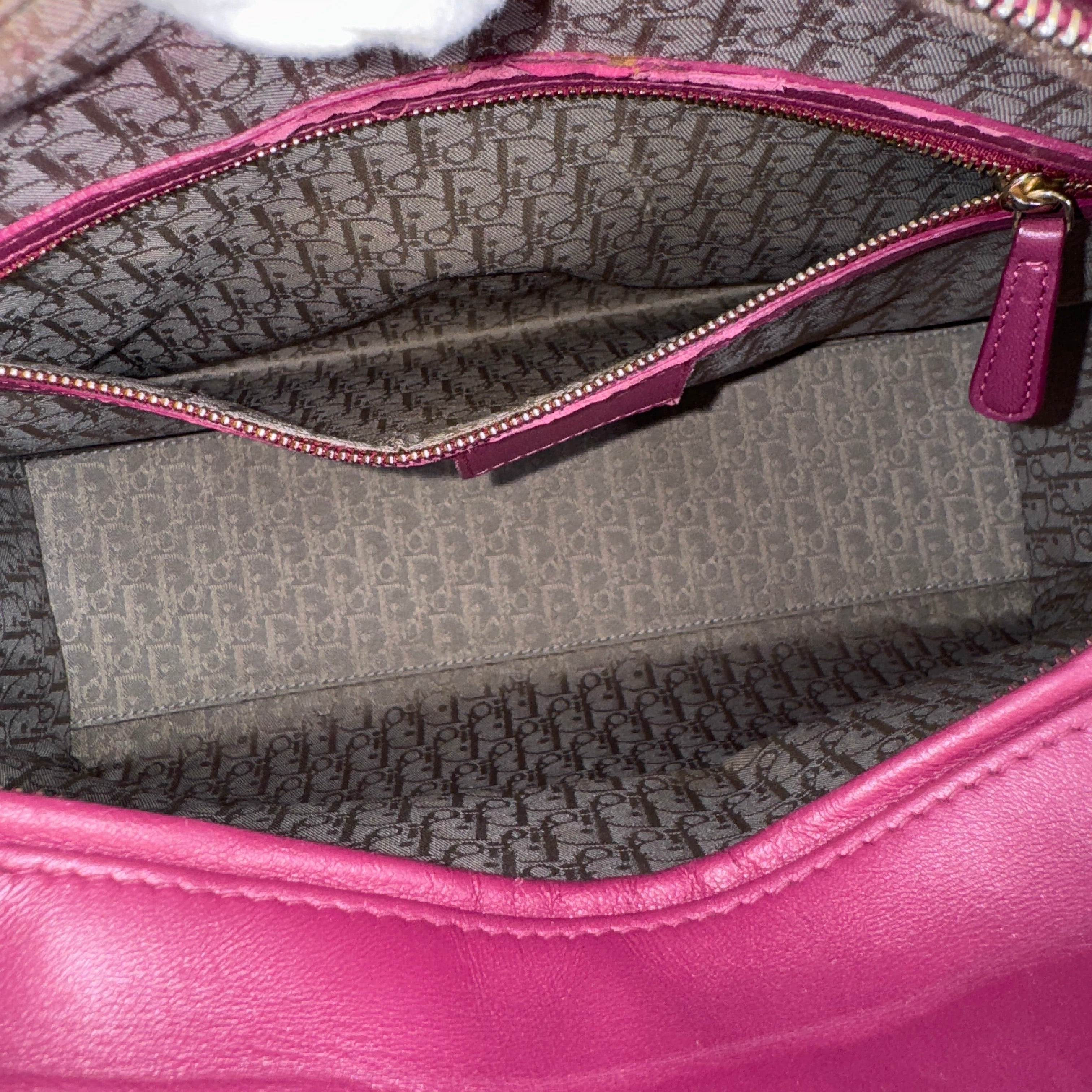 Christian Dior Lambskin Cannage Large Lady Dior Hot Pink Gold DR64