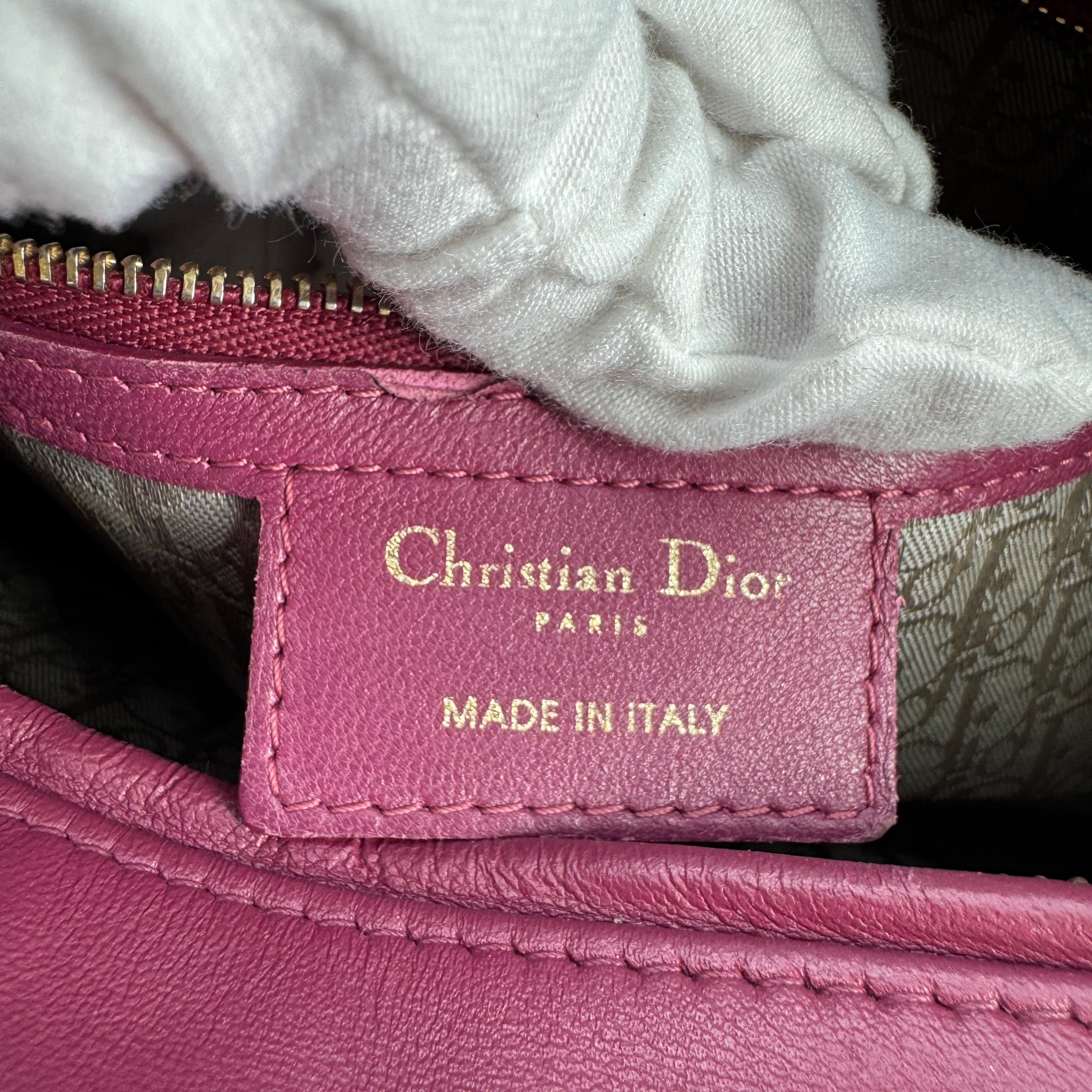 Christian Dior Lambskin Cannage Large Lady Dior Hot Pink Gold DR64