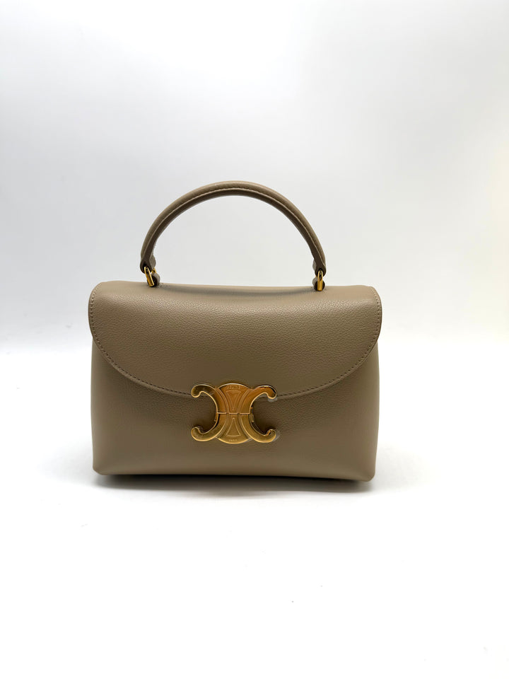 Celine Triomphe Canvas Teen Nino Tan Handbag cappuccino CE107