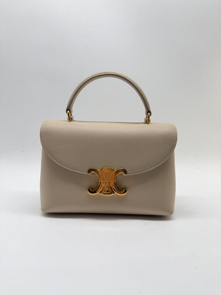 Celine Triomphe Canvas Teen Nino Tan Handbag cream CE109
